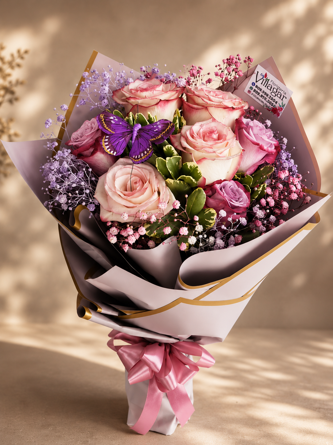 Arreglo floral mixto con lirios y girasoles para cumpleaños - Floristería Villagar